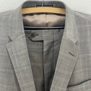Tommy Hilfiger Wool Blend Suit Mens 48R W43 Grey Glen Plaid Regency Formal Smart